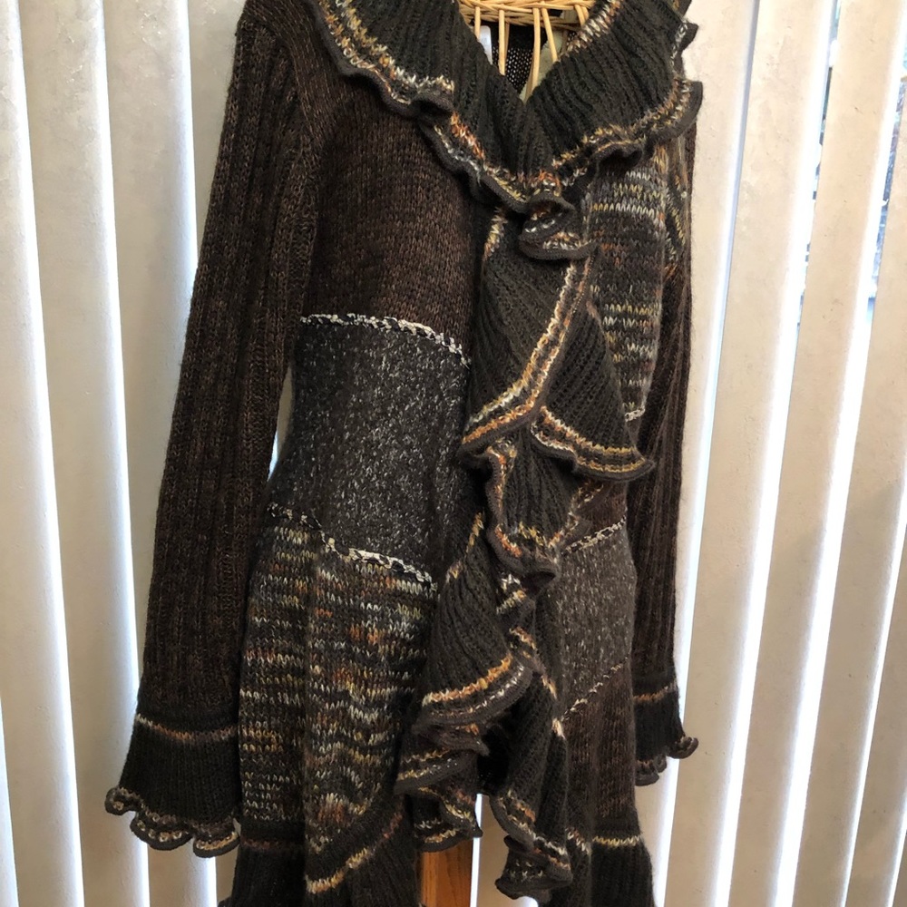 Lisa International ruffle front sweater